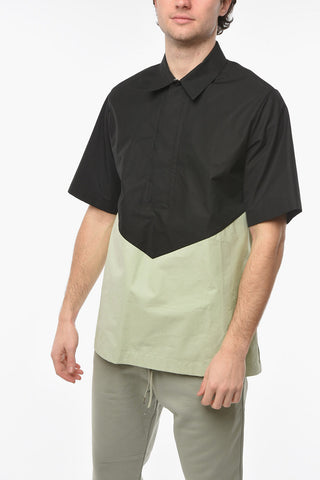 Short-sleeved Cotton Shirt with Half Zip