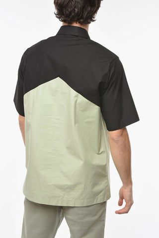 Short-sleeved Cotton Shirt with Half Zip