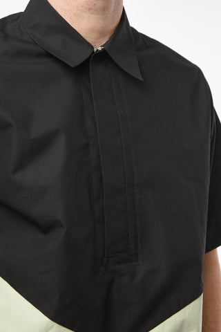 Short-sleeved Cotton Shirt with Half Zip