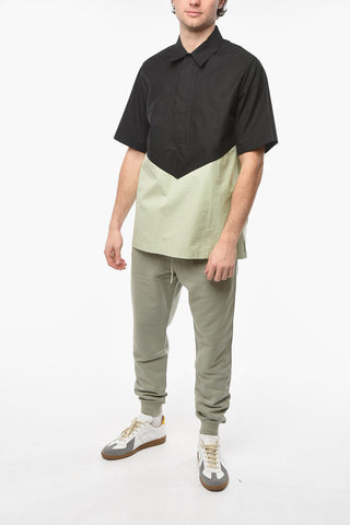 Short-sleeved Cotton Shirt with Half Zip