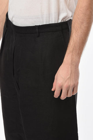 Linen-blend Hakama Pants with Elasticated Cuffs