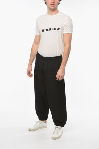 Linen-blend Hakama Pants with Elasticated Cuffs