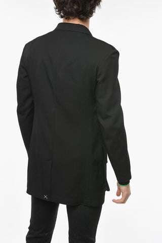 Wool Halflined Blazer with Button Pockets