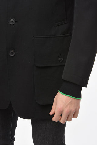 Wool Halflined Blazer with Button Pockets