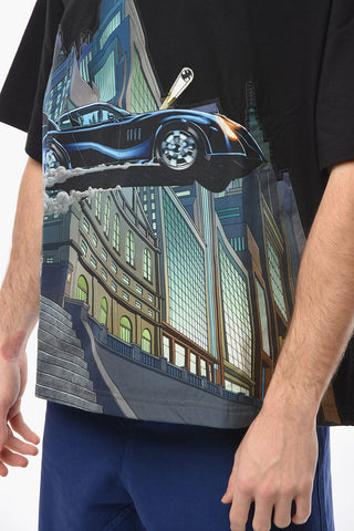 Oversize Crew-neck T-shirt with Graphic Print Allover