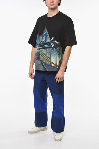 Oversize Crew-neck T-shirt with Graphic Print Allover
