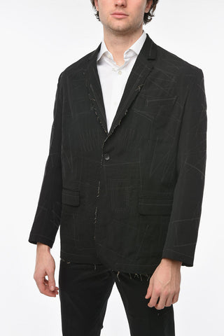 JUNYA WATANABE Linen Wool Single-breasted Blazer with Raw-cut Hems