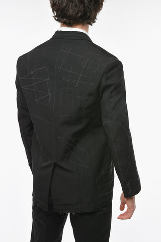 JUNYA WATANABE Linen Wool Single-breasted Blazer with Raw-cut Hems