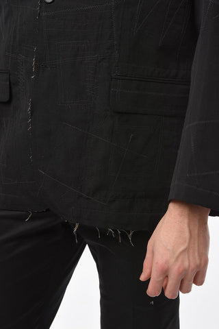JUNYA WATANABE Linen Wool Single-breasted Blazer with Raw-cut Hems