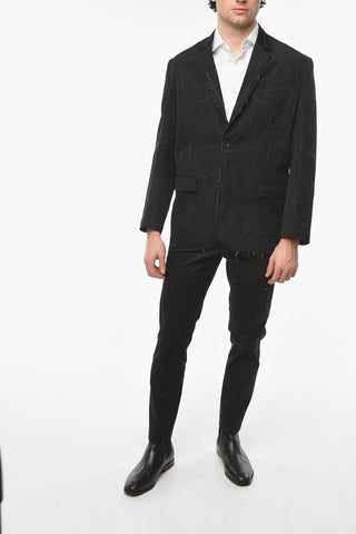 JUNYA WATANABE Linen Wool Single-breasted Blazer with Raw-cut Hems