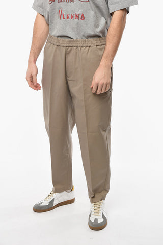 EMPORIO Chino Trousers with Elasticated Waistband and Metal Logoed Application