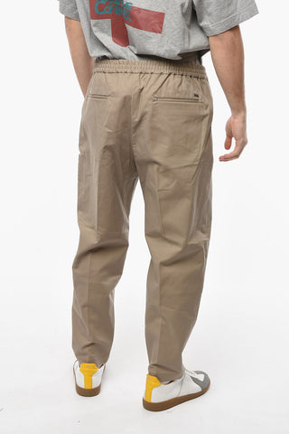 EMPORIO Chino Trousers with Elasticated Waistband and Metal Logoed Application