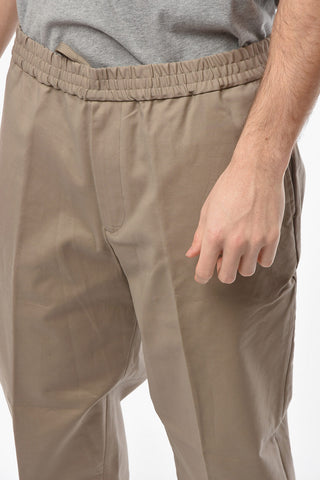 EMPORIO Chino Trousers with Elasticated Waistband and Metal Logoed Application