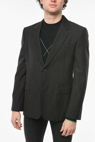 Blazer Monopetto in Misto Lana con Revers Classico