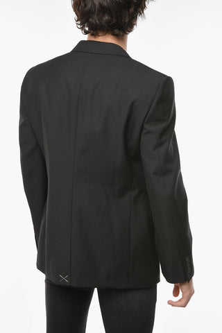 Blazer Monopetto in Misto Lana con Revers Classico