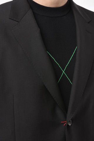 Blazer Monopetto in Misto Lana con Revers Classico