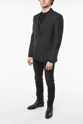 Blazer Monopetto in Misto Lana con Revers Classico
