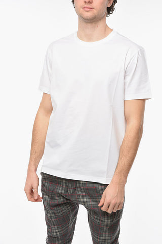 T-shirt Girocollo in Cotone Stretch con Logo sul Retro