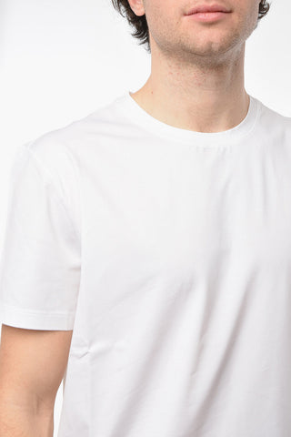 T-shirt Girocollo in Cotone Stretch con Logo sul Retro