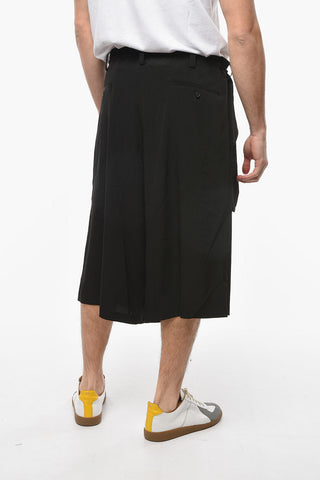 POUR HOMME Tech-satin Cargo Shorts with Waist-drawstring