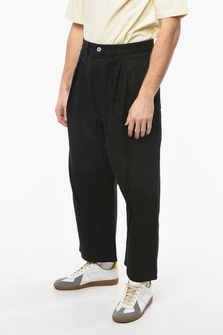 Wide-leg Low-crotch Denims with Pleats 26cm