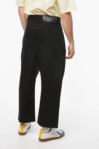 Wide-leg Low-crotch Denims with Pleats 26cm