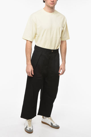 Wide-leg Low-crotch Denims with Pleats 26cm