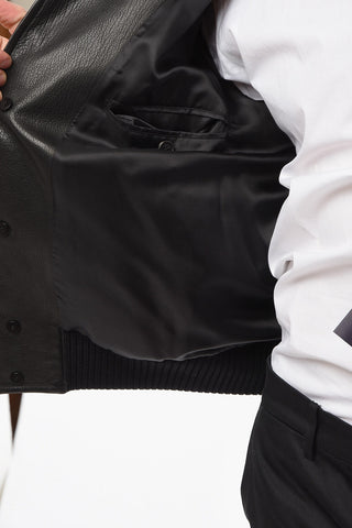Bomber in Nappa Martellata con Tasche Utility