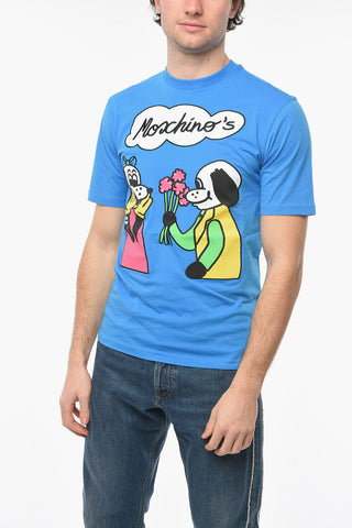 COUTURE ! Crew-neck T-shirt with Moschino Comics Patches and Lettering