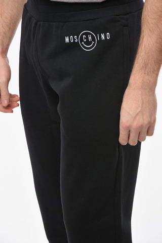 COUTURE ! Fleece Cotton Joggers with Contrasting Logo Lettering