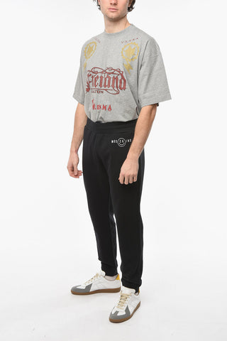 COUTURE ! Fleece Cotton Joggers with Contrasting Logo Lettering