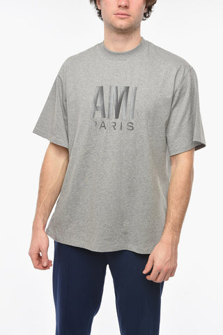 T-shirt Girocollo Oversize con Logo in Lettering