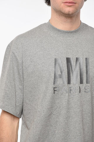 T-shirt Girocollo Oversize con Logo in Lettering