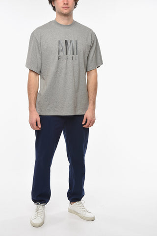 T-shirt Girocollo Oversize con Logo in Lettering