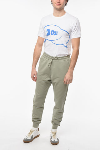 Fleece Cotton Joggers with Drawstring and Mini Embroidery