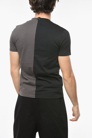 FRED PERRY Two-toned T-shirt with Brooches and Patch Detailing