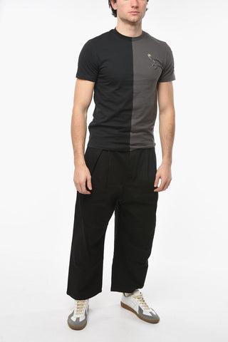 FRED PERRY Two-toned T-shirt with Brooches and Patch Detailing