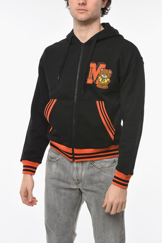 COUTURE ! Striped-pattern Hoodie Sweatshirt with Logoed Emboidery