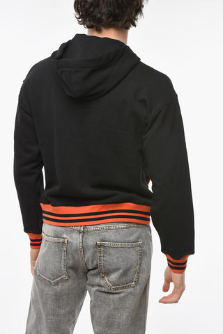 COUTURE ! Striped-pattern Hoodie Sweatshirt with Logoed Emboidery
