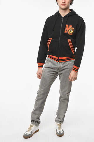 COUTURE ! Striped-pattern Hoodie Sweatshirt with Logoed Emboidery