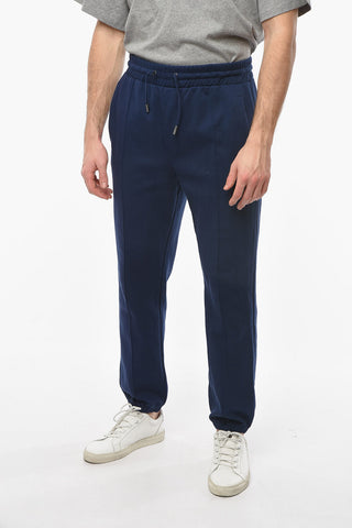 Cotton One-pleat Joggers with Back Logo Print