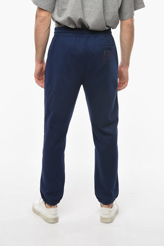 Cotton One-pleat Joggers with Back Logo Print