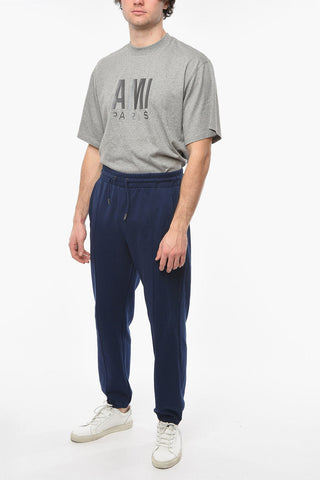 Cotton One-pleat Joggers with Back Logo Print