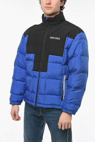 Zipped Pocket CROSS BLOCK Padded Jacket