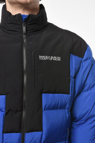 Zipped Pocket CROSS BLOCK Padded Jacket