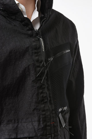 Hooded Windbreaker With Hidden Hood