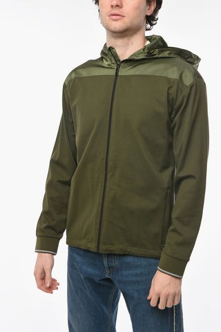 Cotton-piquet Sweatshirt with Nylon Hood