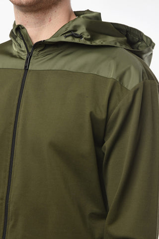 Cotton-piquet Sweatshirt with Nylon Hood
