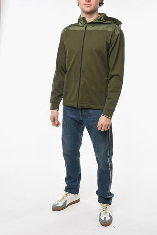 Cotton-piquet Sweatshirt with Nylon Hood