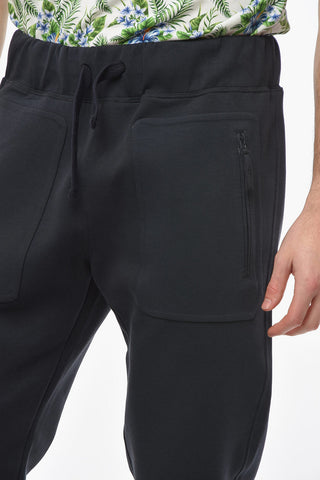 Joggers in Jersey di Cotone con Coulisse e Tasche con Zip